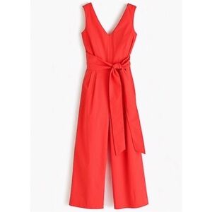 J. Crew Red Wrap Tie Wrap Jumpsuit 8 Wide Leg